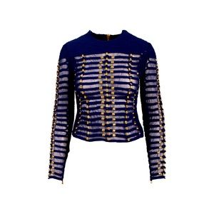 Balmain x H&M Navy Blue and Gold Braided Rope Top Women's Size 4